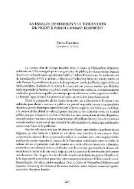 Portada:La panacea de Berkeley y la traducción de Vicente Ferrer Gorraiz Beaumont / Cinta Canterla