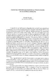 Portada:Censura y nacionalidad en la traducción de la novela inglesa / Eterio Pajares