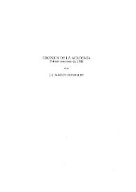 Portada:Crónica de la Academia. Primer semestre de 1988 / J. J. Martín González