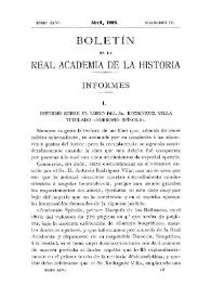 Portada:Informe sobre el libro del Sr. Rodríguez Villa titulado \"Ambrosio Spínola\" / Julián Suárez Inclán, Manuel Danvila