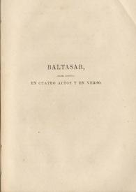 Portada:Baltasar : drama oriental en cuatro actos y en verso / Gertrudis Gómez de Avellaneda