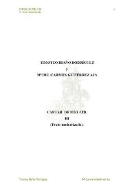Portada:Cantar de Mío Cid. 3: Texto modernizado / Timoteo Riaño Rodríguez y M.ª del Carmen Gutíerrez Aja
