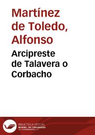 Portada:Arcipreste de Talavera o Corbacho / Alfonso Martínez de Toledo