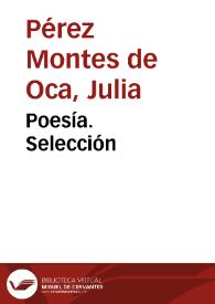 Portada:Poesía. Selección / Julia Pérez Montes de Oca