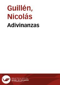 Portada:Adivinanzas / Nicolás Guillén