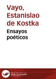 Portada:Ensayos poéticos / Estanislao de Cosca Vayo