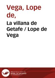 Portada:La villana de Getafe / Lope de Vega
