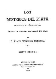Portada:Los misterios del Plata / por Juana Manso de Noronha