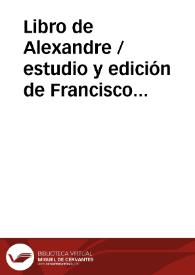 Portada:Libro de Alexandre / estudio y edición de Francisco Marcos Marín