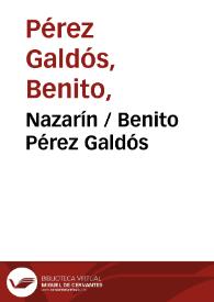 Portada:Nazarín / Benito Pérez Galdós