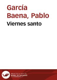 Portada:Viernes santo / Pablo García Baena