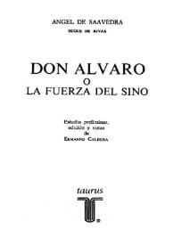 Portada:Introducción a Don Álvaro o la fuerza del sino / de Ermanno Caldera