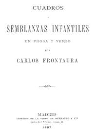 Portada:Cuadros y semblanzas infantiles en prosa y verso / Carlos Frontaura