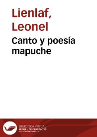 Portada:Canto y poesía mapuche / Leonel Lienlaf