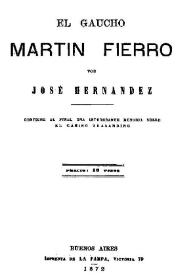 Portada:El gaucho Martín Fierro / José Hernández