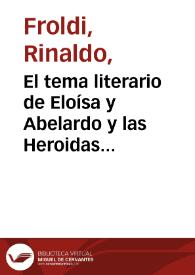 Portada:El tema literario de Eloísa y Abelardo y las Heroidas de José Marchena / Rinaldo Froldi