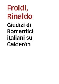 Portada:Giudizi di Romantici italiani su Calderón / Rinaldo Froldi