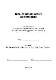 Portada:Ideales binomiales y aplicaciones / Ignacio Ojeda Martínez de Castilla