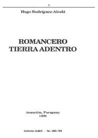 Portada:Romancero. Tierra adentro / Hugo Rodríguez Alcalá