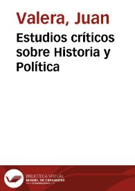 Portada:Estudios críticos sobre Historia y Política / Juan Valera