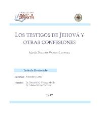 Portada:Los testigos de Jehová y otras confesiones en Alicante : una etnografía del pluralismo religioso / María Dolores Vargas Llovera