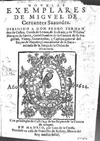 Portada:Novelas exemplares / de Miguel de Ceruantes Saauedra