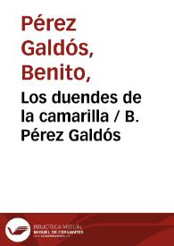 Portada:Los duendes de la camarilla / B. Pérez Galdós