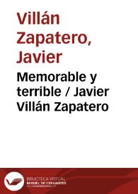 Portada:Memorable y terrible / Javier Villán Zapatero