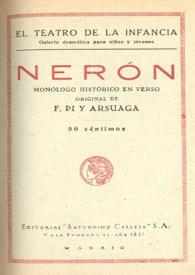 Portada:Nerón : monólogo histórico en verso / original de F. Pi y Arsuaga