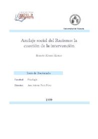 Portada:Anclaje social del Racismo : la cuestión de la intervención / Rosario Alonso Alonso