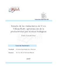 Portada:Estudio de las rizobacterias de Vicia Villosa Roth: optimización de la productividad por técnicas biológicas / Nuria Acero de Mesa