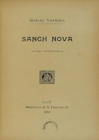 Portada:Sanch nova : novela montanyenca / Marián Vayreda