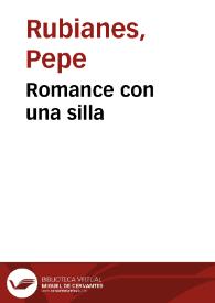 Portada:Romance con una silla / Pepe Rubianes