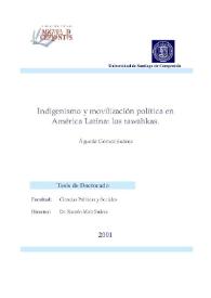 Portada:Indigenismo y movilización política en América Latina: los tawahkas / Águeda Gómez Suárez