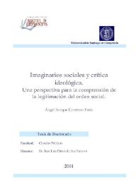 Portada:Imaginarios sociales y crítica ideológica / Ángel Enrique Carrertero Pasín