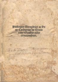 Portada:Dialogus seraphice ac Dive Catharine de Senis : cum no[n]nullis aliis orationibus