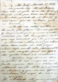 Portada:[Carta de J. Antonio Páez a su hija María del Rosario Páez, en New York a 29 de noviembre de 1855] / José Antonio Páez