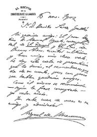 Portada:[Carta de Miguel de Unamuno a Benito Pérez Galdós, 16 de noviembre de 1902]