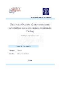 Portada:Una contribución al procesamiento automático de la sinonimia utilizando Prolog