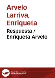 Portada:Respuesta / Enriqueta Arvelo