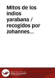 Portada:Mitos de los indios yarabana / recogidos por Johannes Wilbert