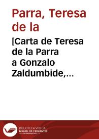 Portada:[Carta de Teresa de la Parra a Gonzalo Zaldumbide, Caracas, 21 de noviembre de 1924] / Teresa de la Parra
