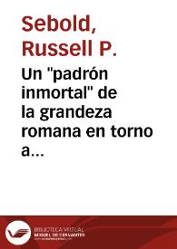 Portada:Un "padrón inmortal" de la grandeza romana en torno a un soneto de Gabriel Álvarez de Toledo / Russell P. Sebold