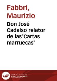 Portada:Don José Cadalso relator de las"Cartas marruecas" / Maurizio Fabbri