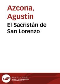 Portada:El Sacristán de San Lorenzo / Agustín Azcona