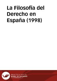 Portada:La Filosofía del Derecho en España (1998) / coordinador Pablo Larrañaga