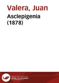 Portada:Asclepigenia (1878) / Juan Valera