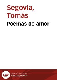 Portada:Poemas de amor / Tomás Segovia