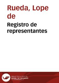 Portada:Registro de representantes / Lope de Rueda