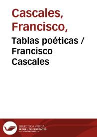 Portada:Tablas poéticas / Francisco Cascales